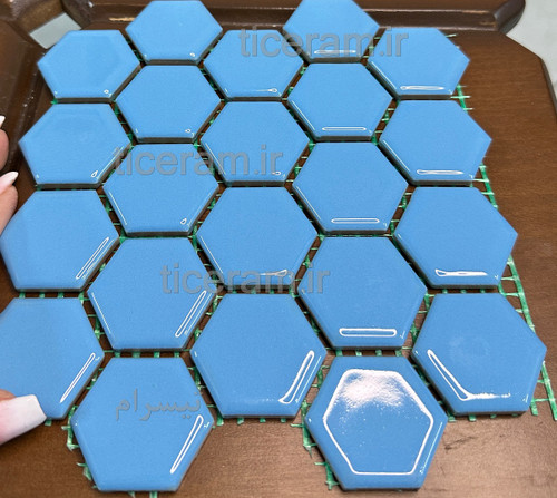 کاشی پشت تور 6 ضلعی آبی