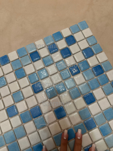 سرامیک شیشه ای آبی سفید استخری تامر