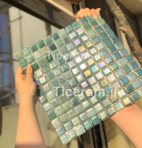 کاشی پشت توری سبزپارلاک هفت رنگ