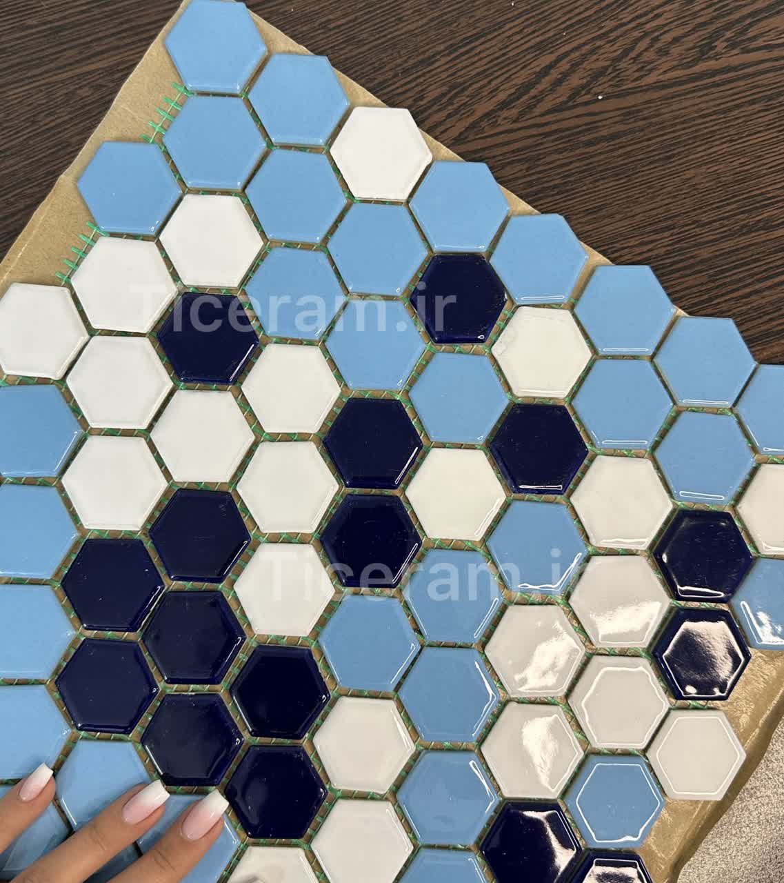 کاشی استخری شش ضلعی میکس سورمه ای گلدیس