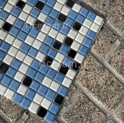 سرامیک استخری میکس سفید آبی شیشه ای تامر