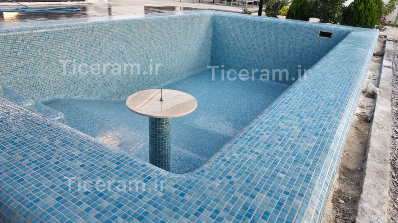 کاشی استخری آبی البرز شیشه