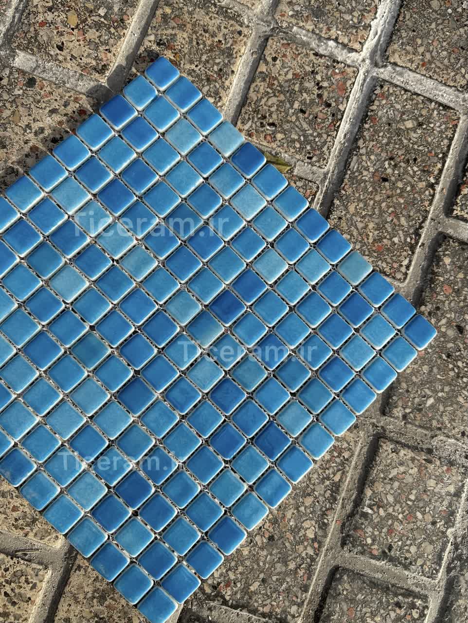 سرامیک آبی استخری پشت توری