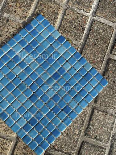 سرامیک آبی استخری پشت توری