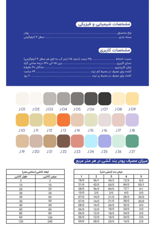 پودر بندکشی رنگی سهند شیمی