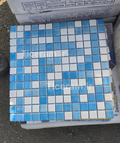 سرامیک آبی سفید ارزان استخری شیشه تامر