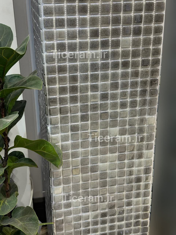 سرامیک شیشه ای خاکستری استخری پشت توری