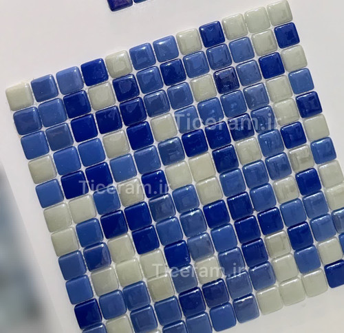 سرامیک شیشه ای لوس استخری میکس سفید آبی