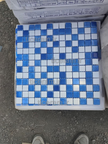 سرامیک سفید آبی تامر شیشه ای