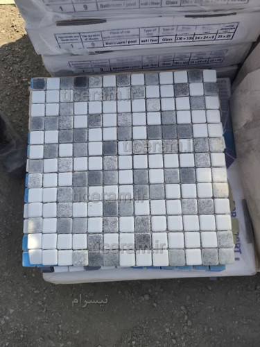 کاشی پشت توری طوسی استخری تامر شیشه ای