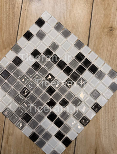 کاشی شیشه پشت تور استخری کرم قهوه ای زمرد